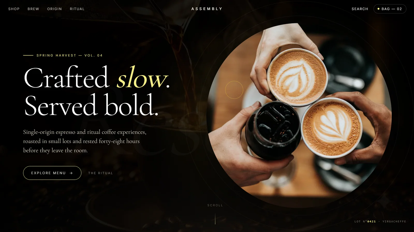 Coffee Assembly website concept by EyeQ