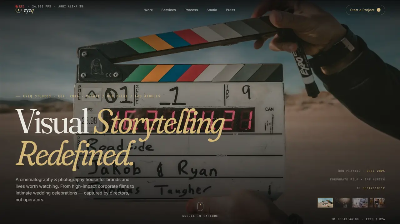 EyeQ Photo Studio website concept demonstrating interface design